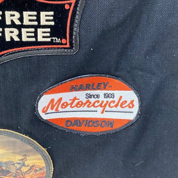 Dream Apparel Black Denim Biker Vest W/ Patches & Buttons Laced Sides Size L - Picture 12 of 16